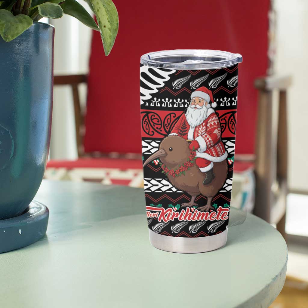 New Zealand Kiwi Santa Christmas Tumbler Cup He Wairua Kirihimete - Polynesian Pride