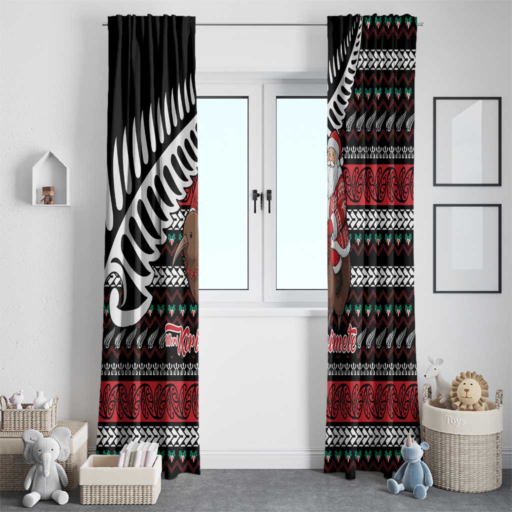 New Zealand Kiwi Santa Christmas Window Curtain He Wairua Kirihimete - Polynesian Pride