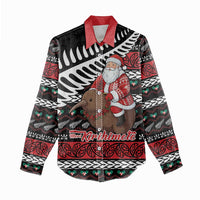 New Zealand Kiwi Santa Christmas Women Casual Shirt He Wairua Kirihimete - Polynesian Pride