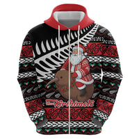 New Zealand Kiwi Santa Christmas Zip Hoodie He Wairua Kirihimete - Polynesian Pride