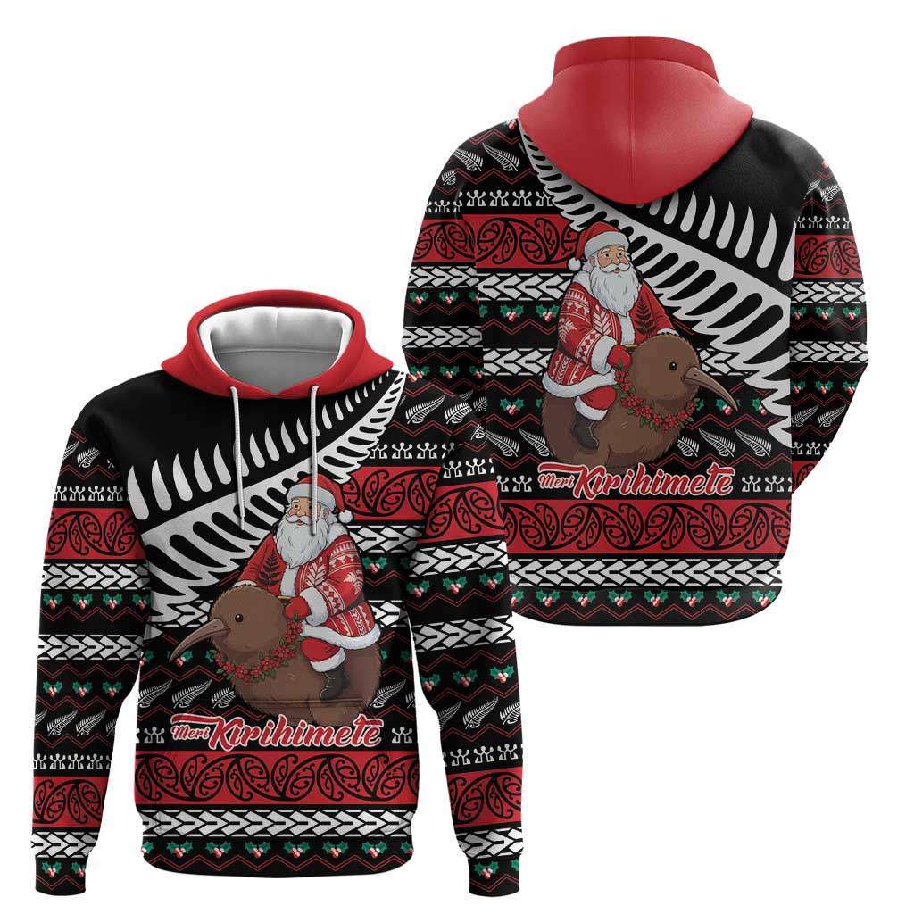 New Zealand Kiwi Santa Christmas Zip Hoodie He Wairua Kirihimete - Polynesian Pride