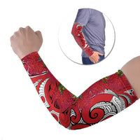 Personalised New Zealand Koru Pohutukawa Arm Sleeves Meri Kirihimete Aroha for Christmas - Polynesian Pride