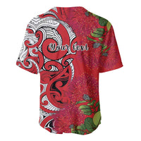 Personalised New Zealand Koru Pohutukawa Baseball Jersey Meri Kirihimete Aroha for Christmas - Polynesian Pride
