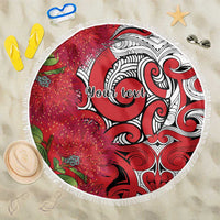 Personalised New Zealand Koru Pohutukawa Beach Blanket Meri Kirihimete Aroha for Christmas - Polynesian Pride