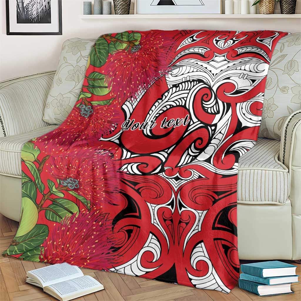 Personalised New Zealand Koru Pohutukawa Blanket Meri Kirihimete Aroha for Christmas - Polynesian Pride