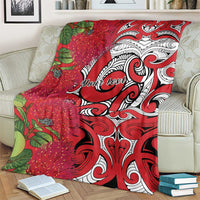 Personalised New Zealand Koru Pohutukawa Blanket Meri Kirihimete Aroha for Christmas - Polynesian Pride