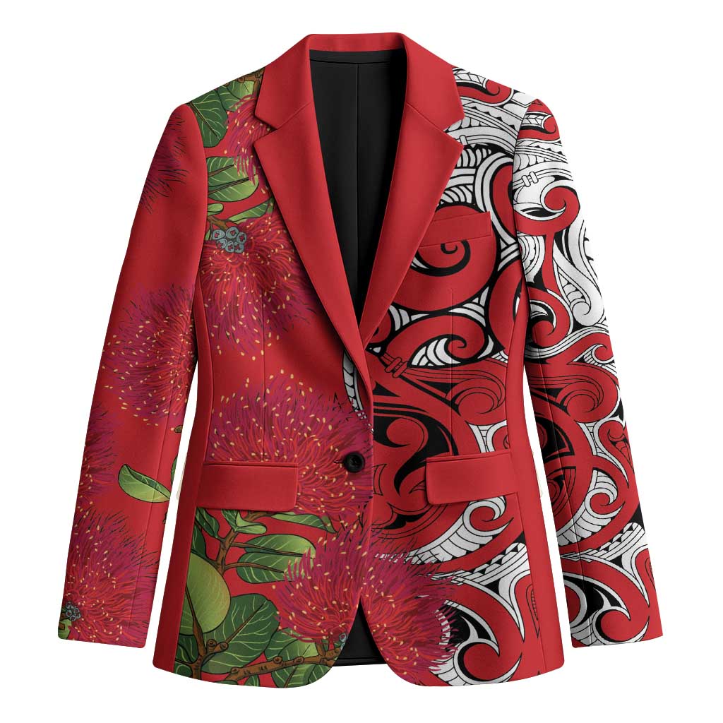 Personalised New Zealand Koru Pohutukawa Blazer Meri Kirihimete Aroha for Christmas - Polynesian Pride