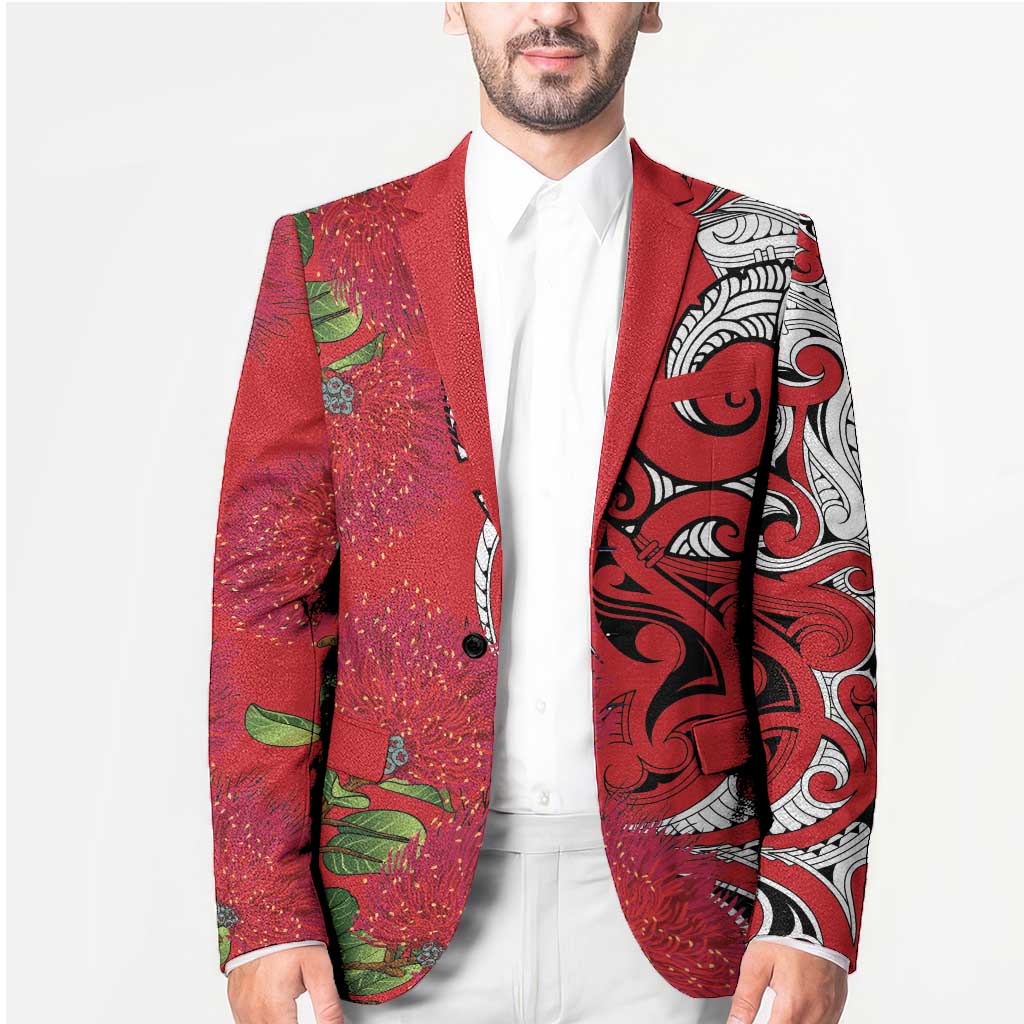 Personalised New Zealand Koru Pohutukawa Blazer Meri Kirihimete Aroha for Christmas - Polynesian Pride