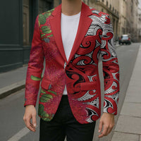 Personalised New Zealand Koru Pohutukawa Blazer Meri Kirihimete Aroha for Christmas - Polynesian Pride