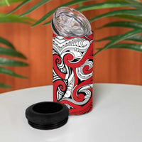 Personalised New Zealand Koru Pohutukawa 4 in 1 Can Cooler Tumbler Meri Kirihimete Aroha for Christmas - Polynesian Pride