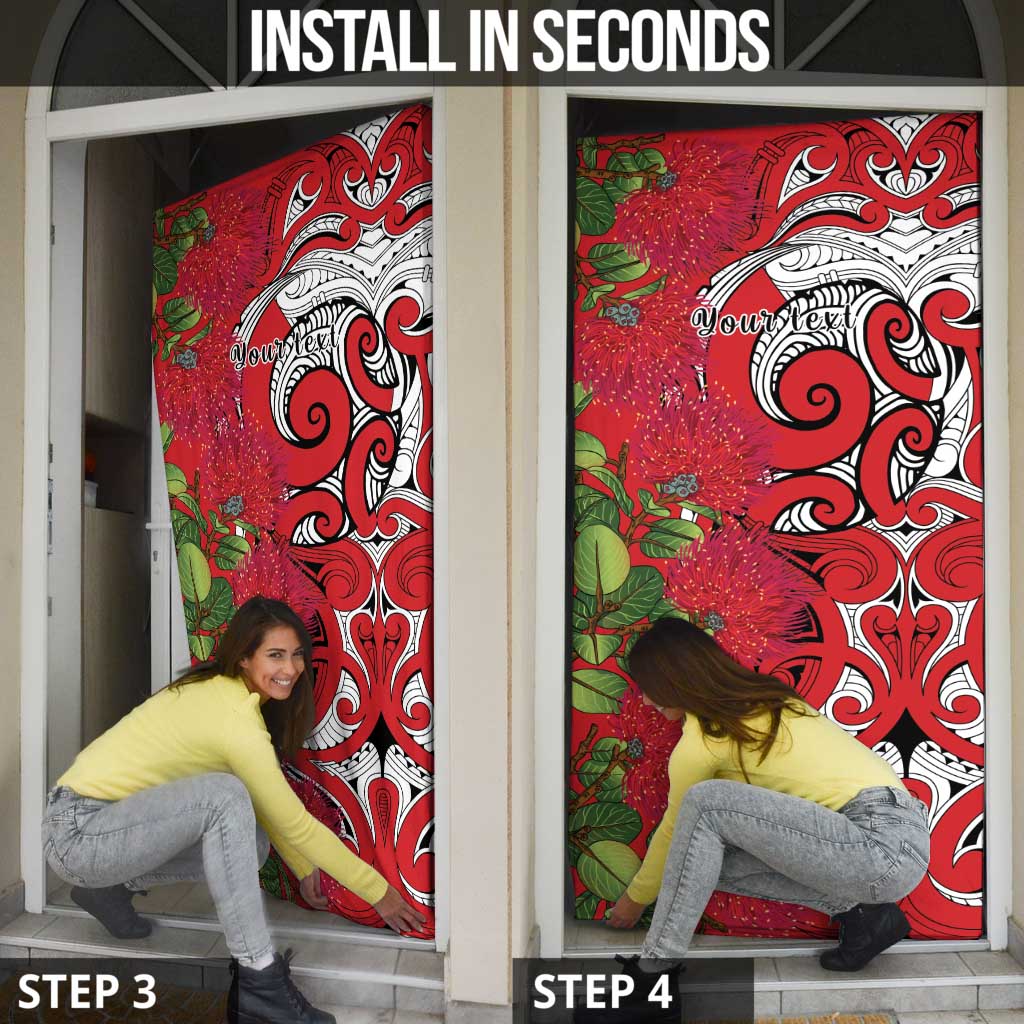 Personalised New Zealand Koru Pohutukawa Door Cover Meri Kirihimete Aroha for Christmas - Polynesian Pride