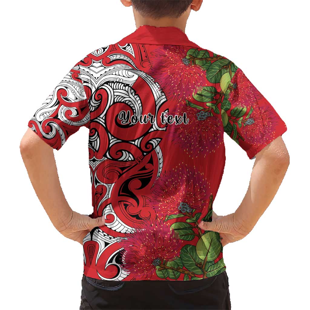 Personalised New Zealand Koru Pohutukawa Family Matching Short Sleeve Bodycon Dress and Hawaiian Shirt Meri Kirihimete Aroha for Christmas - Polynesian Pride