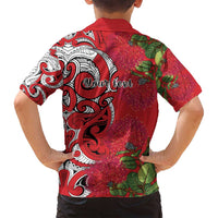 Personalised New Zealand Koru Pohutukawa Family Matching Tank Maxi Dress and Hawaiian Shirt Meri Kirihimete Aroha for Christmas - Polynesian Pride