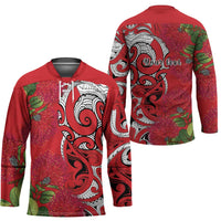 Personalised New Zealand Koru Pohutukawa Hockey Jersey Meri Kirihimete Aroha for Christmas - Polynesian Pride