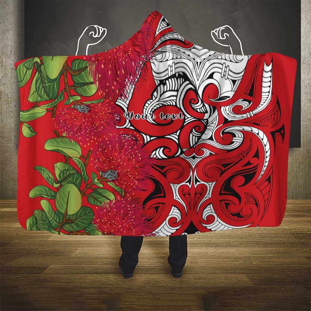 Personalised New Zealand Koru Pohutukawa Hooded Blanket Meri Kirihimete Aroha for Christmas - Polynesian Pride