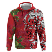 Personalised New Zealand Koru Pohutukawa Hoodie Meri Kirihimete Aroha for Christmas - Polynesian Pride