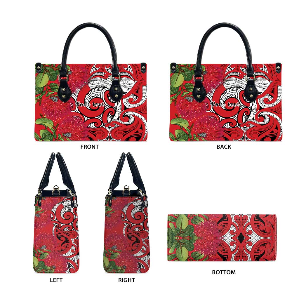 Personalised New Zealand Koru Pohutukawa Leather Bag Meri Kirihimete Aroha for Christmas - Polynesian Pride