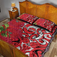 Personalised New Zealand Koru Pohutukawa Quilt Bed Set Meri Kirihimete Aroha for Christmas - Polynesian Pride