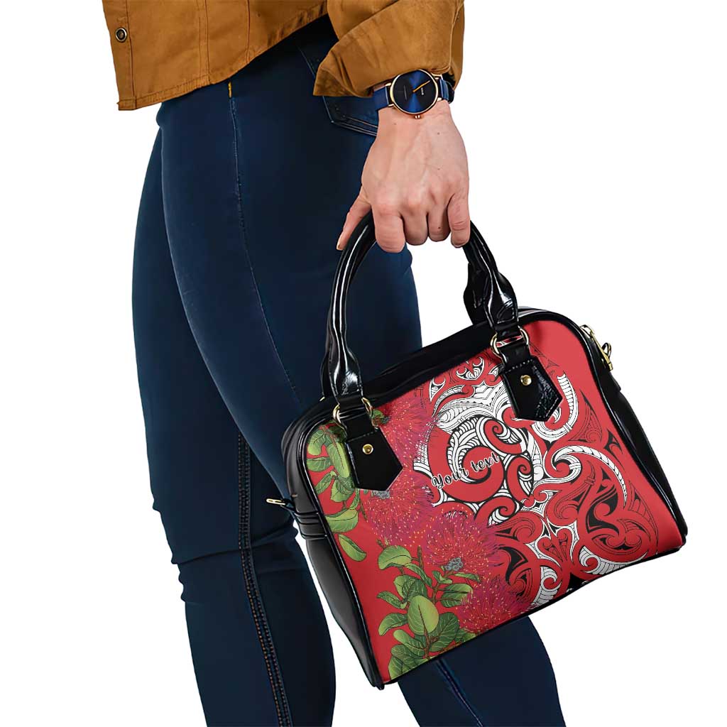 Personalised New Zealand Koru Pohutukawa Shoulder Handbag Meri Kirihimete Aroha for Christmas - Polynesian Pride