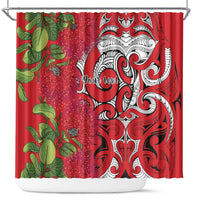 Personalised New Zealand Koru Pohutukawa Shower Curtain Meri Kirihimete Aroha for Christmas - Polynesian Pride