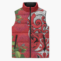 Personalised New Zealand Koru Pohutukawa Sleeveless Puffer Jacket Meri Kirihimete Aroha for Christmas - Polynesian Pride