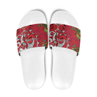 Personalised New Zealand Koru Pohutukawa Slide Sandals Meri Kirihimete Aroha for Christmas - Polynesian Pride