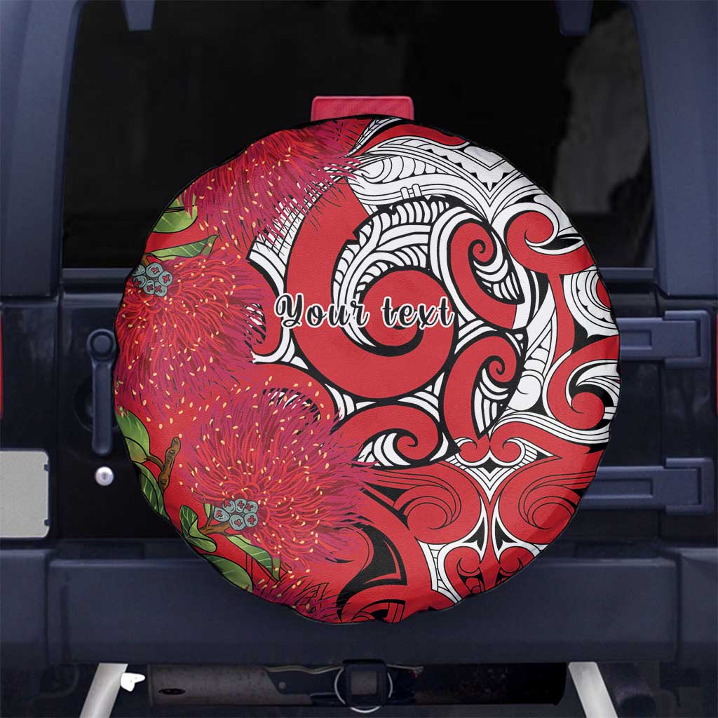 Personalised New Zealand Koru Pohutukawa Spare Tire Cover Meri Kirihimete Aroha for Christmas - Polynesian Pride
