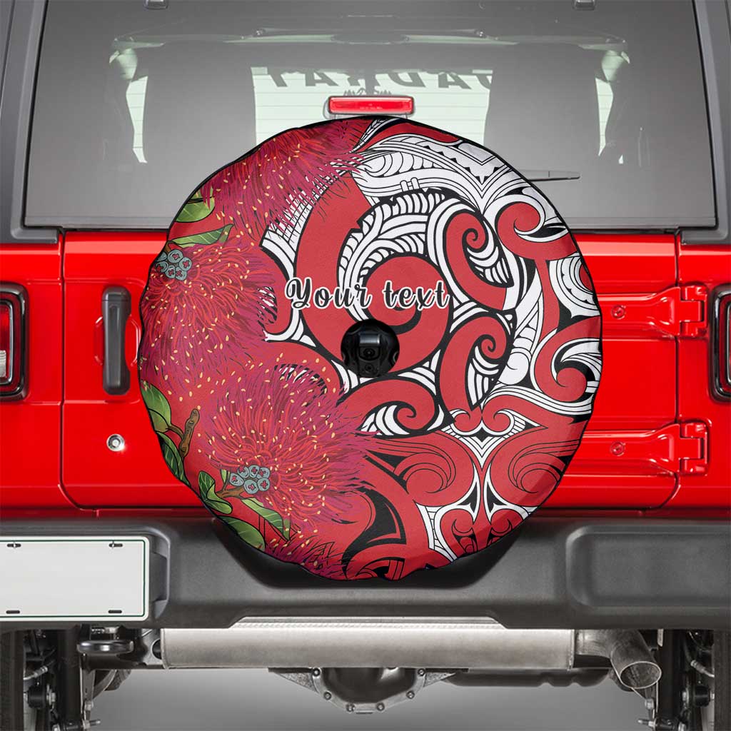 Personalised New Zealand Koru Pohutukawa Spare Tire Cover Meri Kirihimete Aroha for Christmas - Polynesian Pride