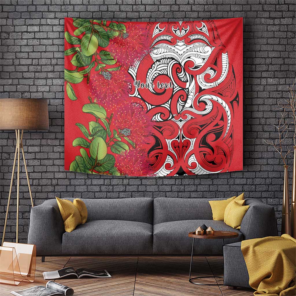 Personalised New Zealand Koru Pohutukawa Tapestry Meri Kirihimete Aroha for Christmas - Polynesian Pride