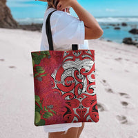 Personalised New Zealand Koru Pohutukawa Tote Bag Meri Kirihimete Aroha for Christmas - Polynesian Pride