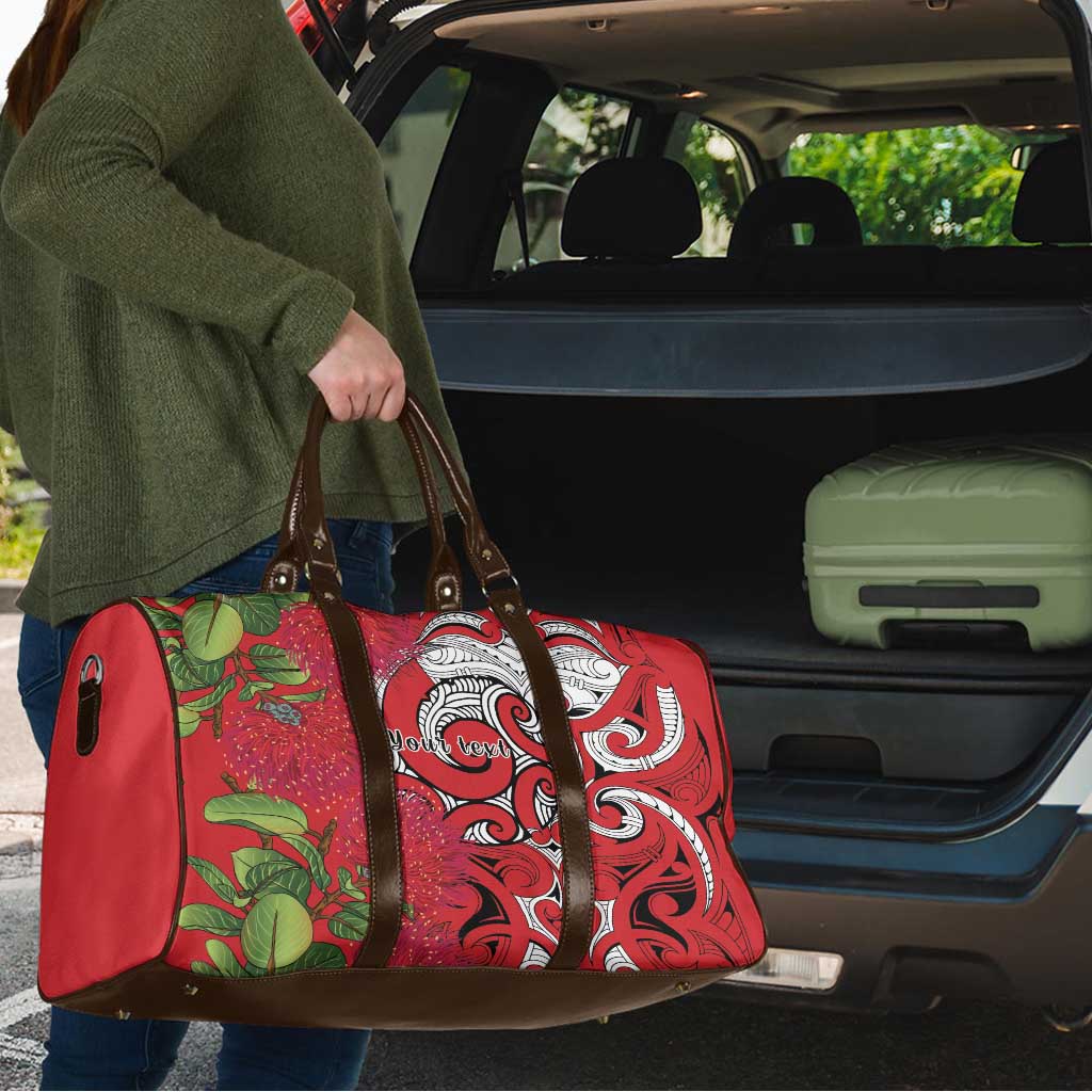 Personalised New Zealand Koru Pohutukawa Travel Bag Meri Kirihimete Aroha for Christmas - Polynesian Pride
