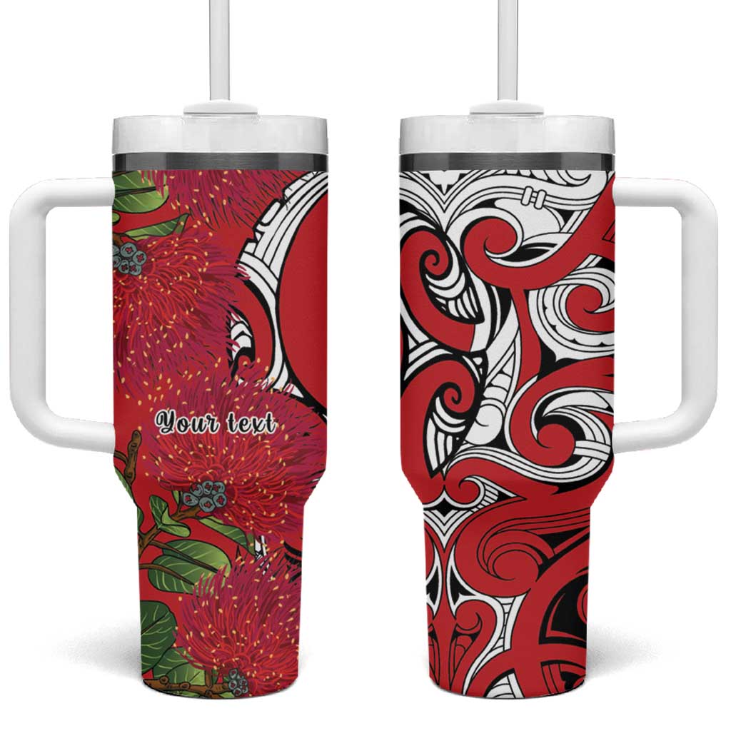 Personalised New Zealand Koru Pohutukawa Tumbler With Handle Meri Kirihimete Aroha for Christmas - Polynesian Pride