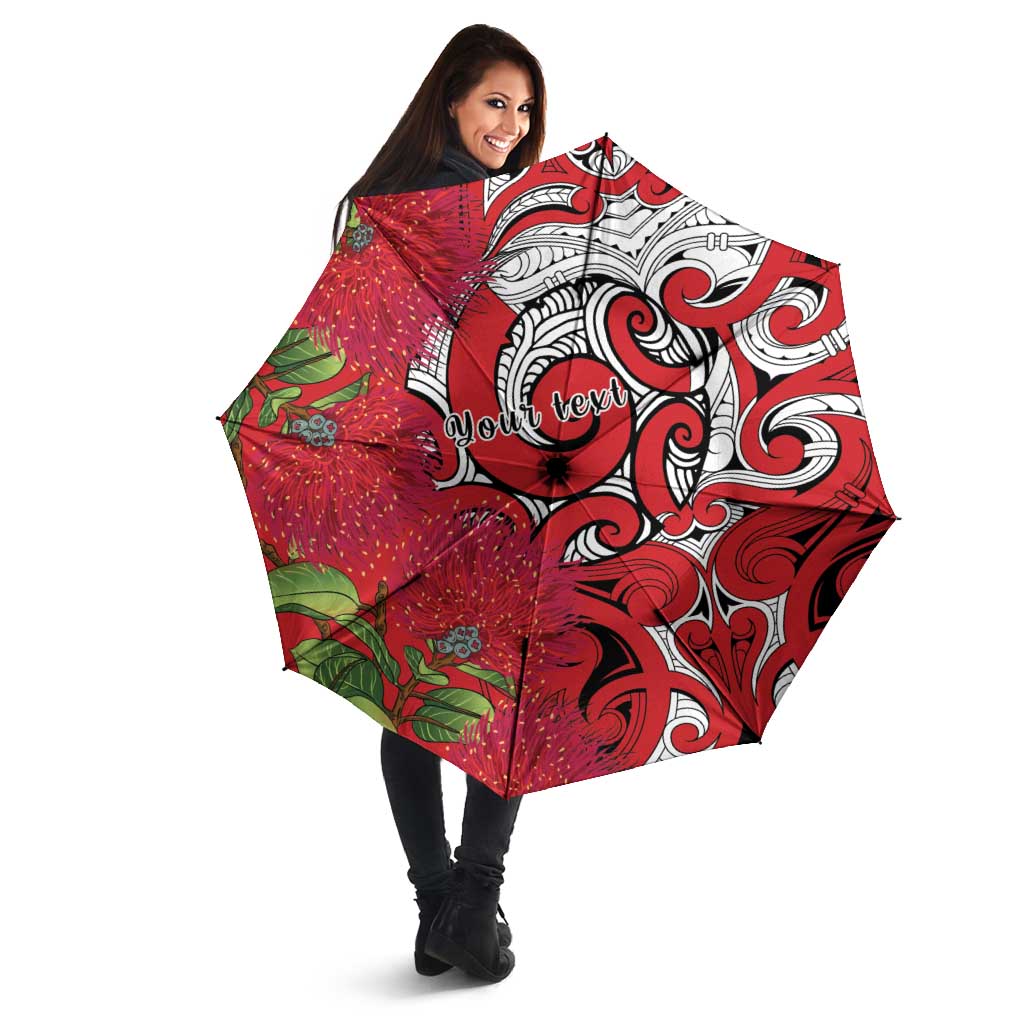 Personalised New Zealand Koru Pohutukawa Umbrella Meri Kirihimete Aroha for Christmas - Polynesian Pride