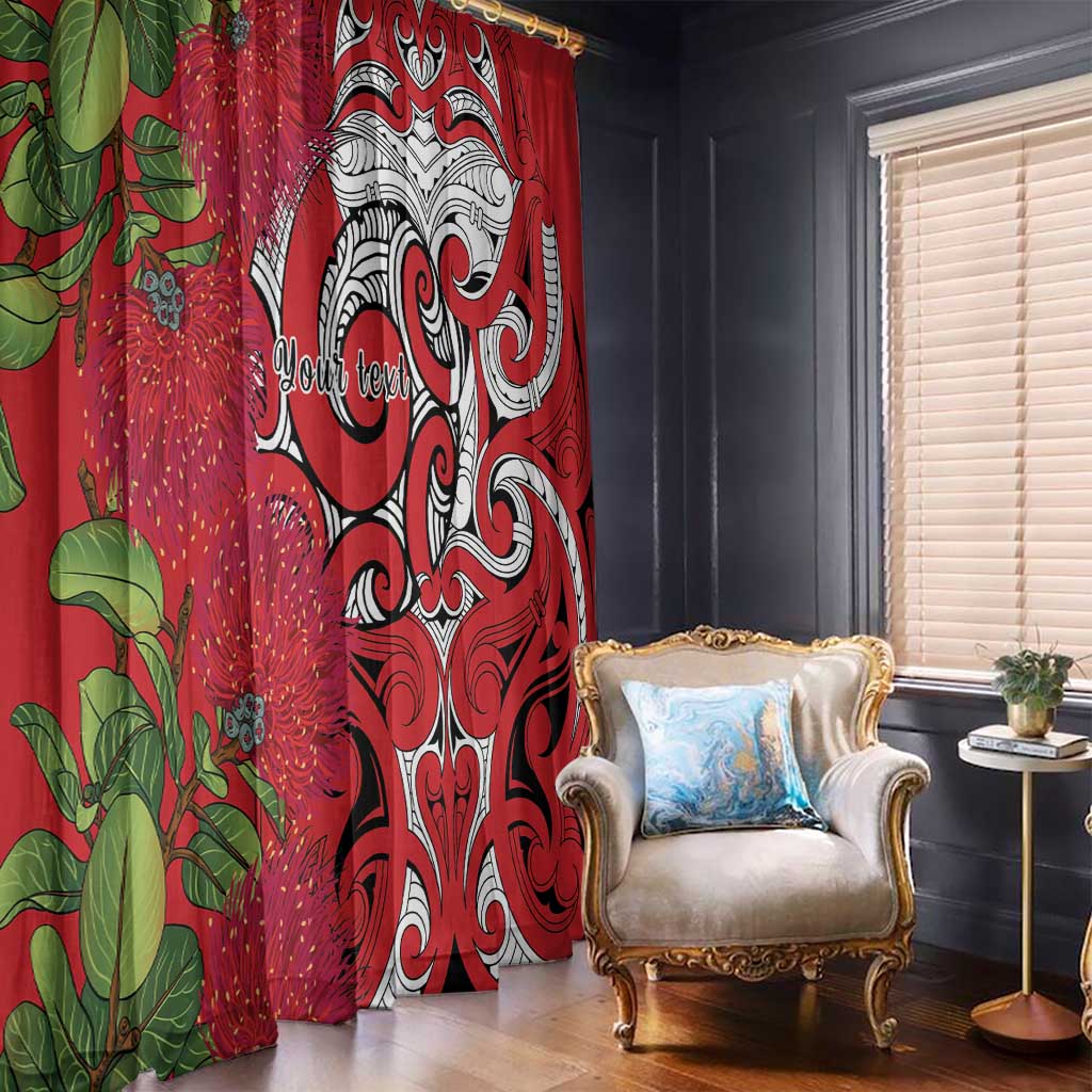 Personalised New Zealand Koru Pohutukawa Window Curtain Meri Kirihimete Aroha for Christmas - Polynesian Pride