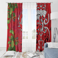 Personalised New Zealand Koru Pohutukawa Window Curtain Meri Kirihimete Aroha for Christmas - Polynesian Pride
