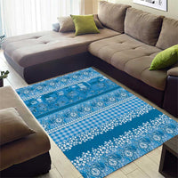 Hawaiian Hibiscus Honu Area Rug Blue Mele Kalikimaka Palaka Spirit - Polynesian Pride