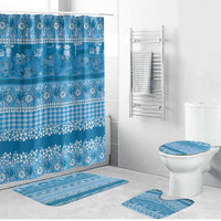 Hawaiian Hibiscus Honu Bathroom Set Blue Mele Kalikimaka Palaka Spirit - Polynesian Pride