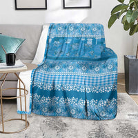 Hawaiian Hibiscus Honu Blanket Blue Mele Kalikimaka Palaka Spirit - Polynesian Pride