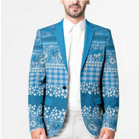Hawaiian Hibiscus Honu Blazer Blue Mele Kalikimaka Palaka Spirit - Polynesian Pride