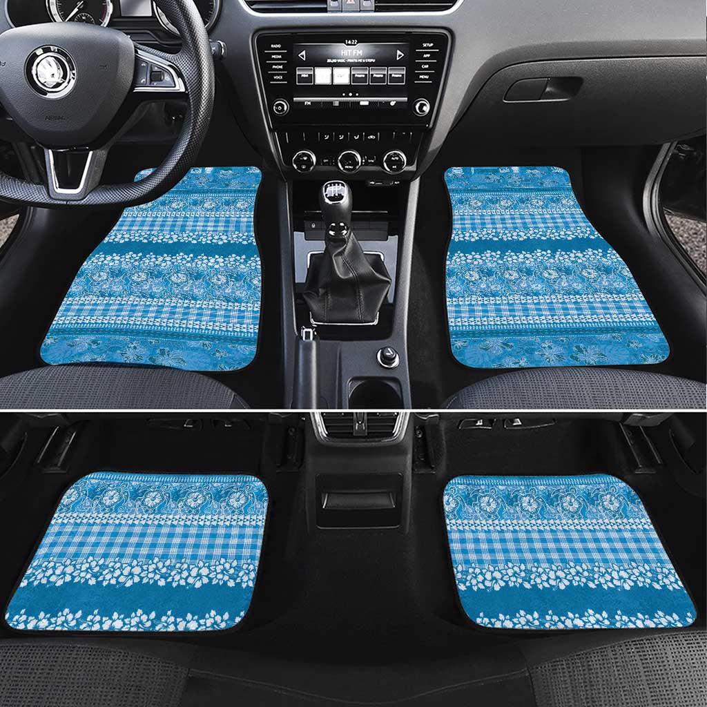 Hawaiian Hibiscus Honu Car Mats Blue Mele Kalikimaka Palaka Spirit - Polynesian Pride