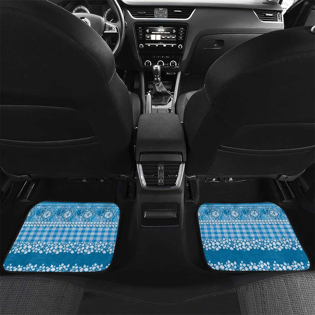 Hawaiian Hibiscus Honu Car Mats Blue Mele Kalikimaka Palaka Spirit - Polynesian Pride