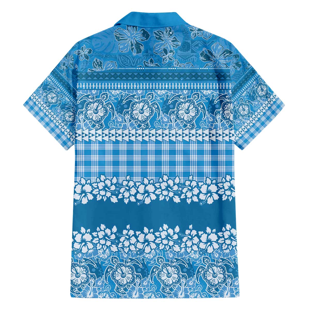 Hawaiian Hibiscus Honu Family Matching Off The Shoulder Long Sleeve Dress and Hawaiian Shirt Blue Mele Kalikimaka Palaka Spirit - Polynesian Pride