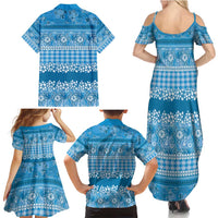 Hawaiian Hibiscus Honu Family Matching Summer Maxi Dress and Hawaiian Shirt Blue Mele Kalikimaka Palaka Spirit - Polynesian Pride