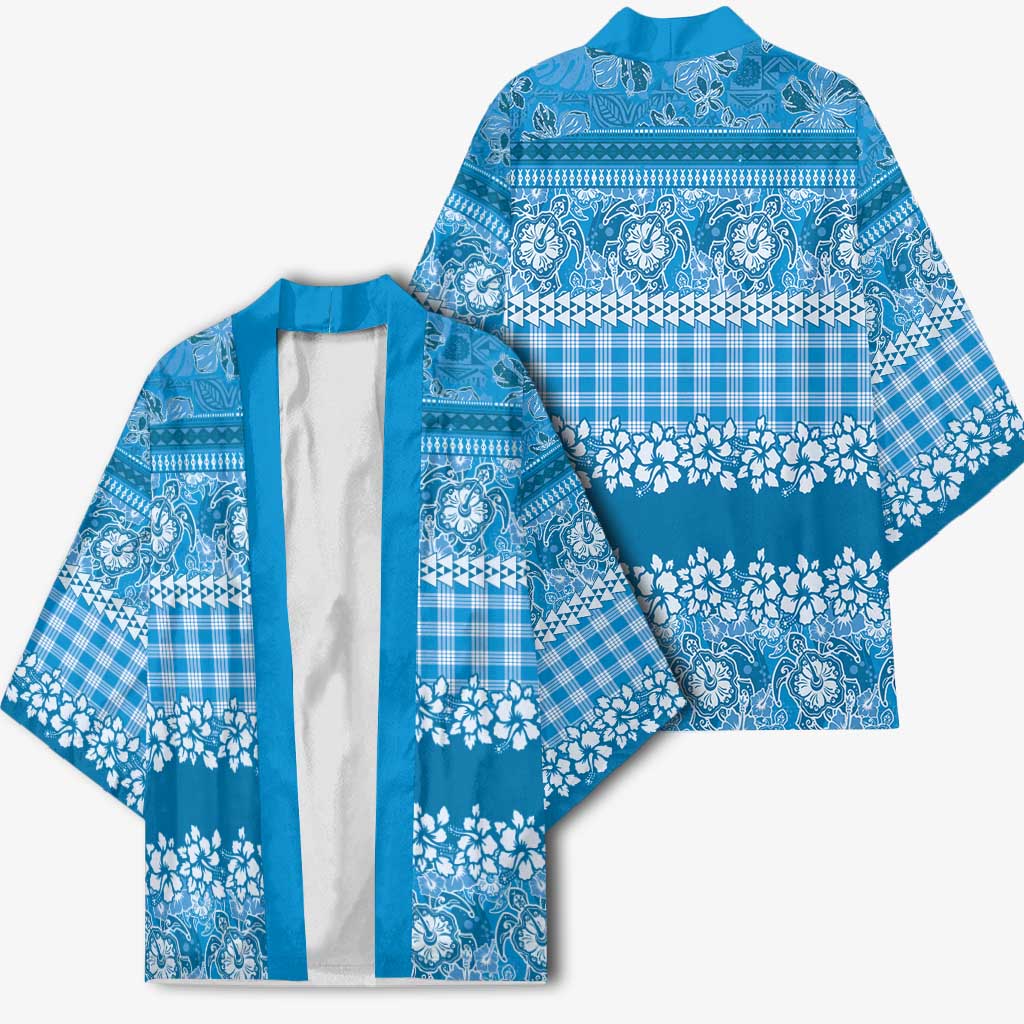Hawaiian Hibiscus Honu Kimono Blue Mele Kalikimaka Palaka Spirit - Polynesian Pride