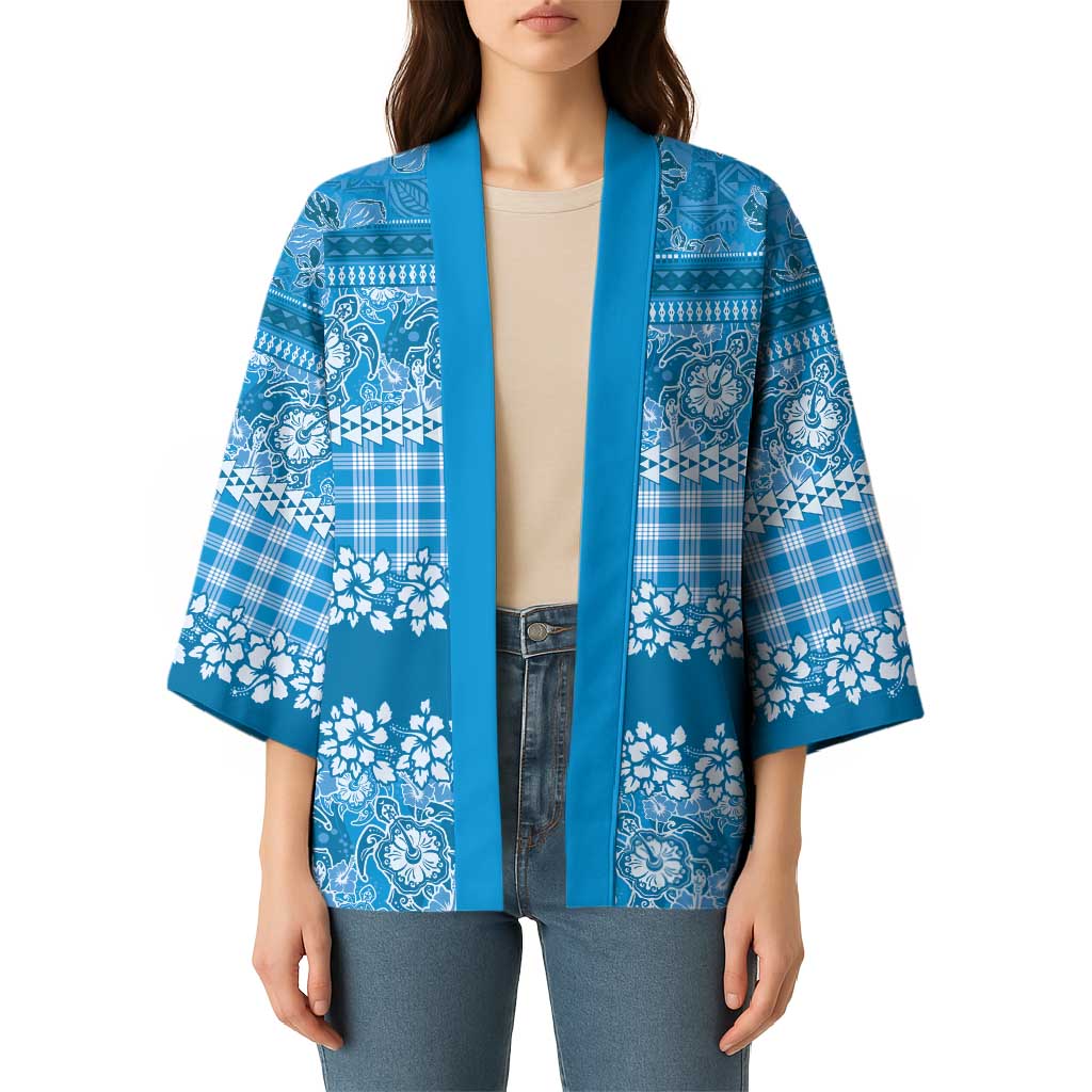 Hawaiian Hibiscus Honu Kimono Blue Mele Kalikimaka Palaka Spirit - Polynesian Pride