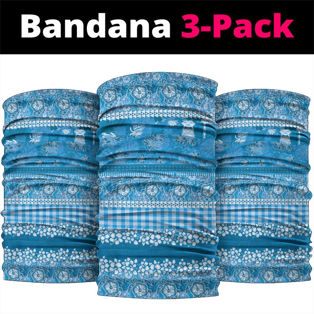 Hawaiian Hibiscus Honu Neck Gaiter Blue Mele Kalikimaka Palaka Spirit - Polynesian Pride