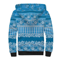 Hawaiian Hibiscus Honu Sherpa Hoodie Blue Mele Kalikimaka Palaka Spirit - Polynesian Pride