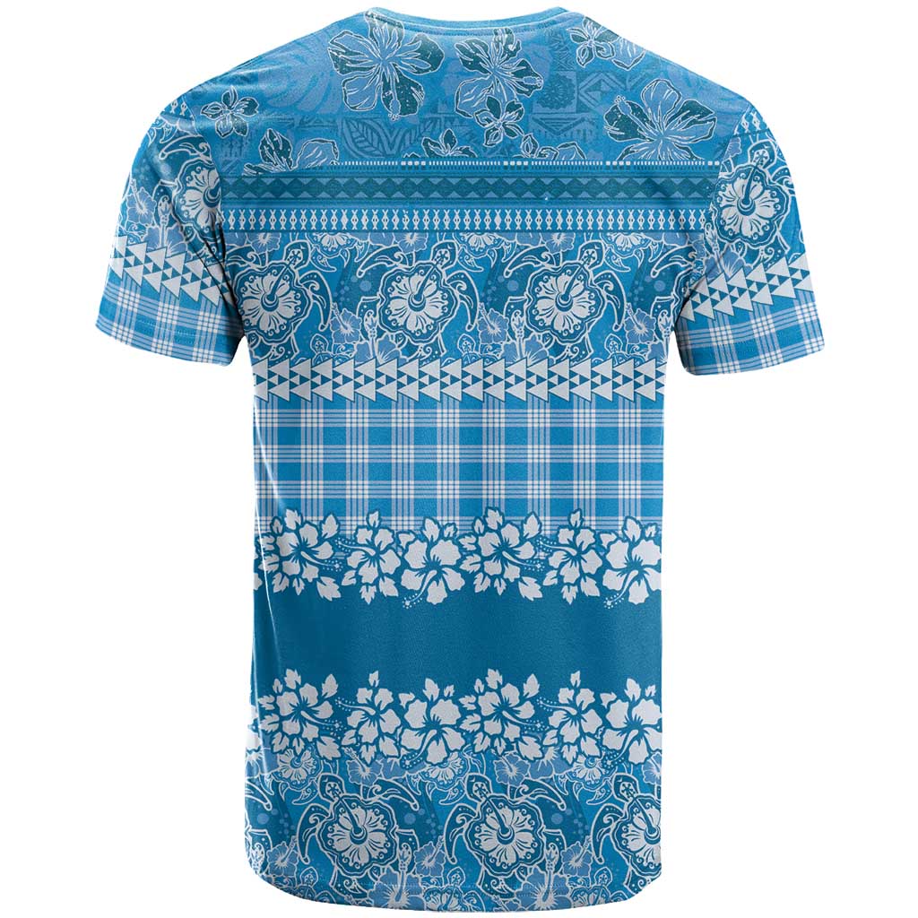 Hawaiian Hibiscus Honu T Shirt Blue Mele Kalikimaka Palaka Spirit - Polynesian Pride