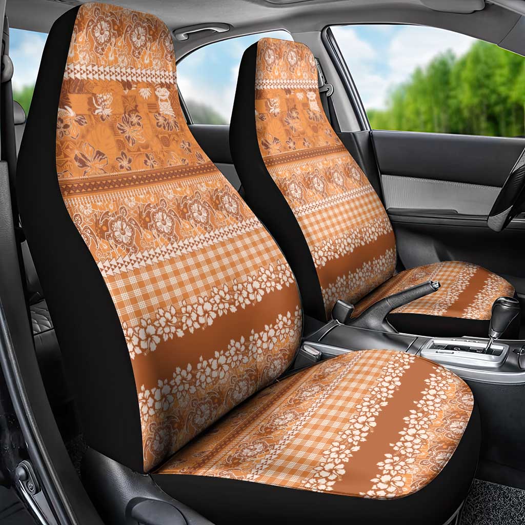 Hawaiian Hibiscus Honu Car Seat Cover Gold Mele Kalikimaka Palaka Spirit - Polynesian Pride