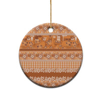 Hawaiian Hibiscus Honu Ceramic Ornament Gold Mele Kalikimaka Palaka Spirit - Polynesian Pride